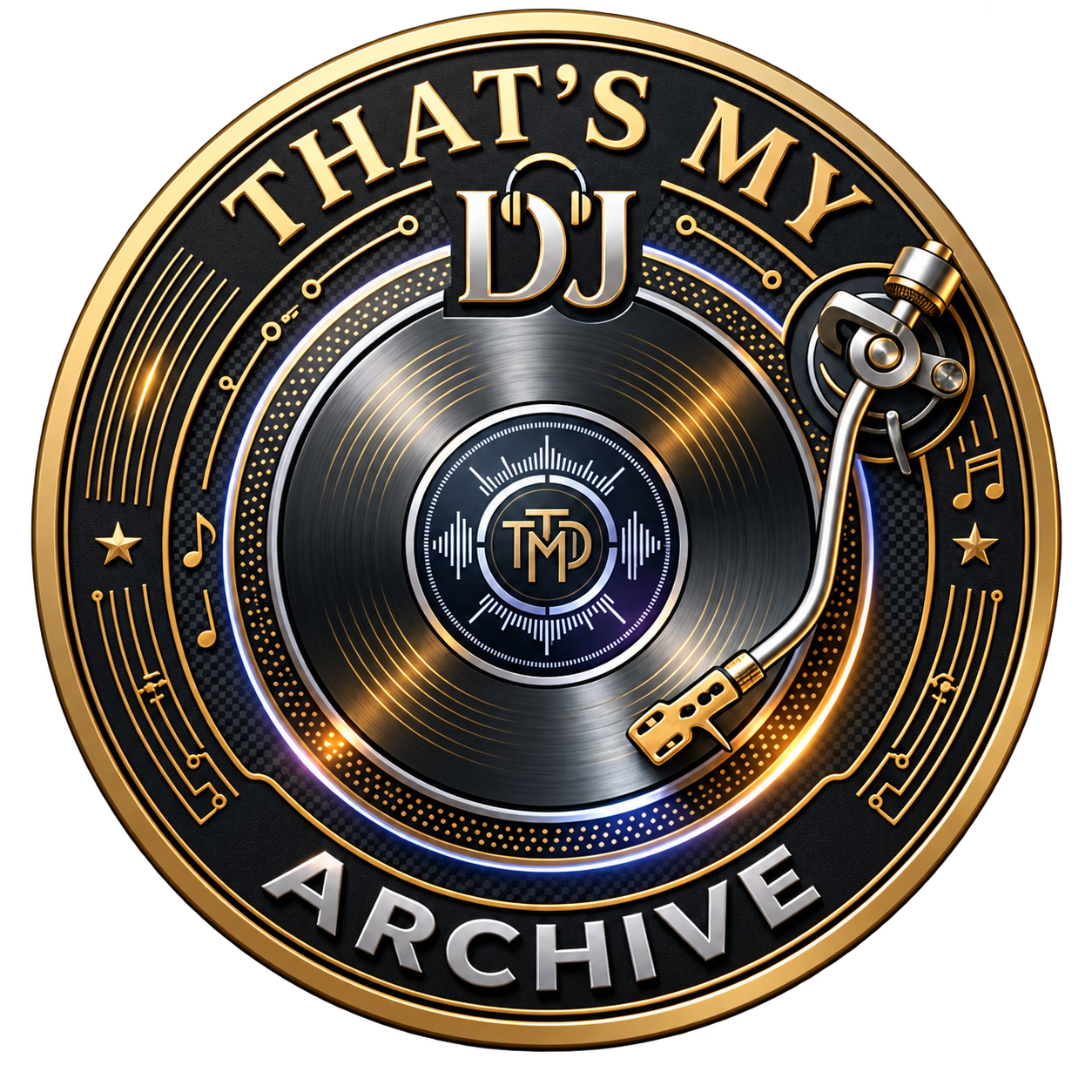 That’s My DJ Archive — gold and silver turntable emblem